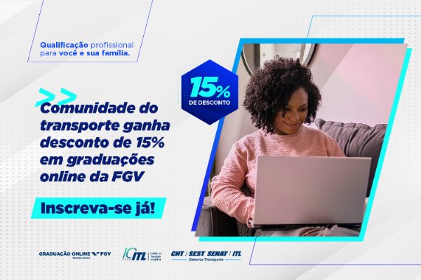 Comunidade do transporte ganha desconto de 15% em graduações online da FGV
